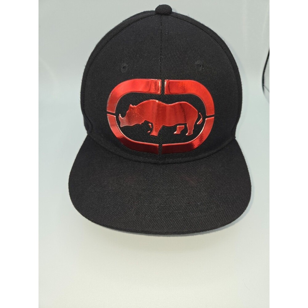 Ecko Unltd Rhino Logo Snapback Hat Black Red Metallic Adjustable Cap Mens